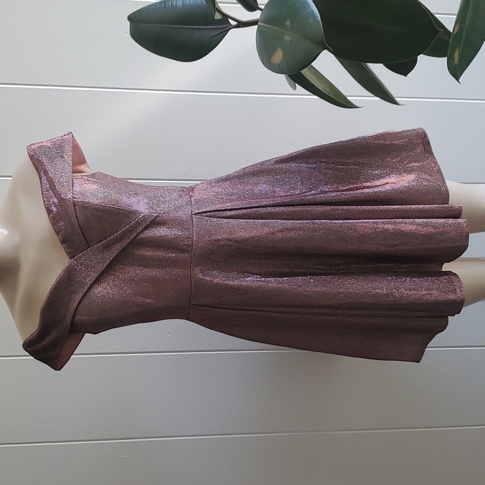 B.SMART PINK SHIMMERY OFF SHOULDER DRESS SIZE MEDIUM